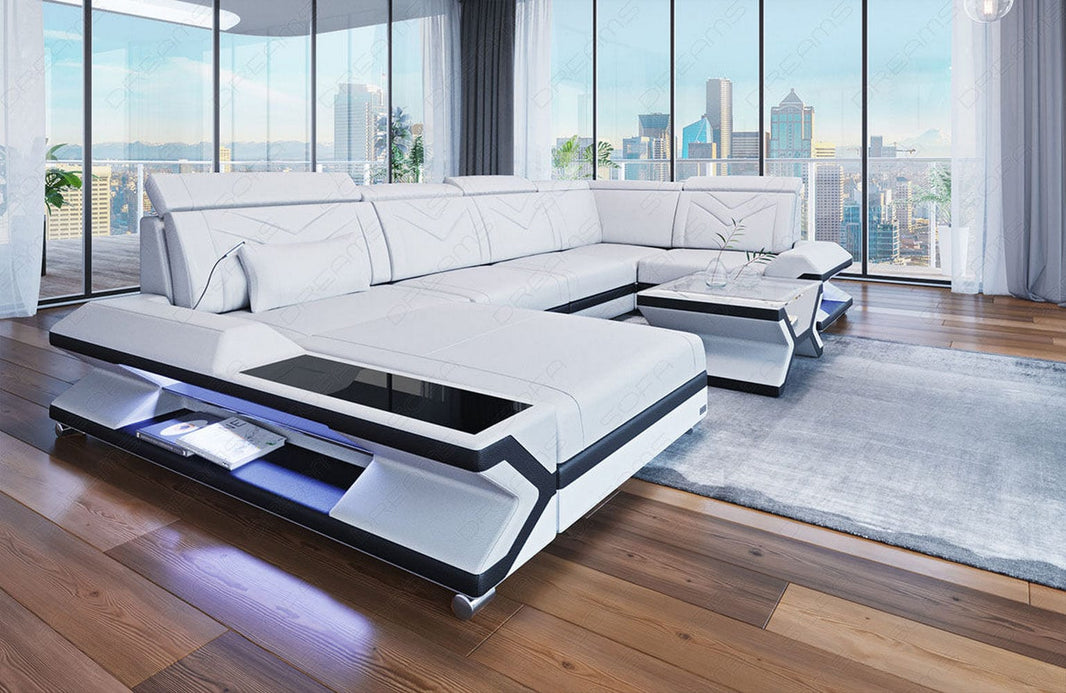 Designsofa Napoli Eleganz Pur U-Form aus Leder