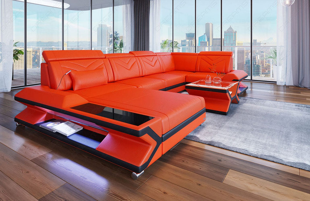 Designsofa Napoli Eleganz Pur U-Form aus Leder