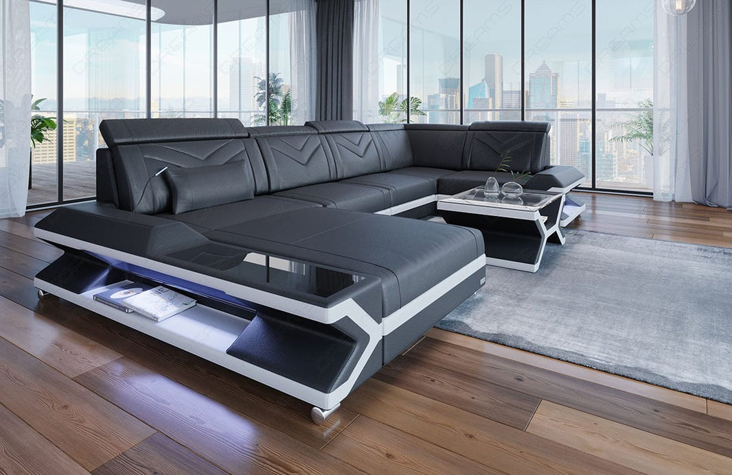 Designsofa Napoli Eleganz Pur U-Form aus Leder