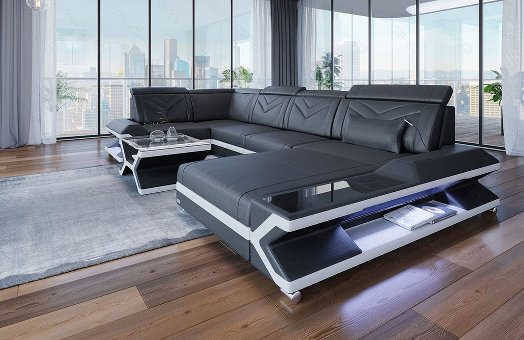 Designsofa Napoli Eleganz Pur U-Form aus Leder