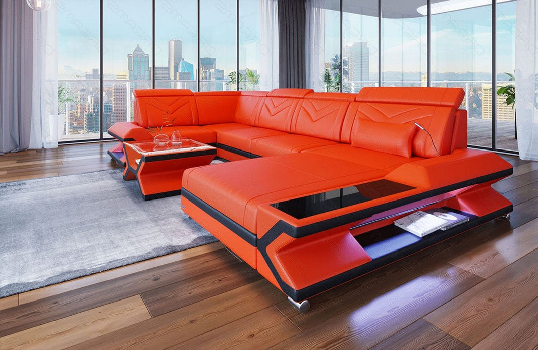 Designsofa Napoli Eleganz Pur U-Form aus Leder