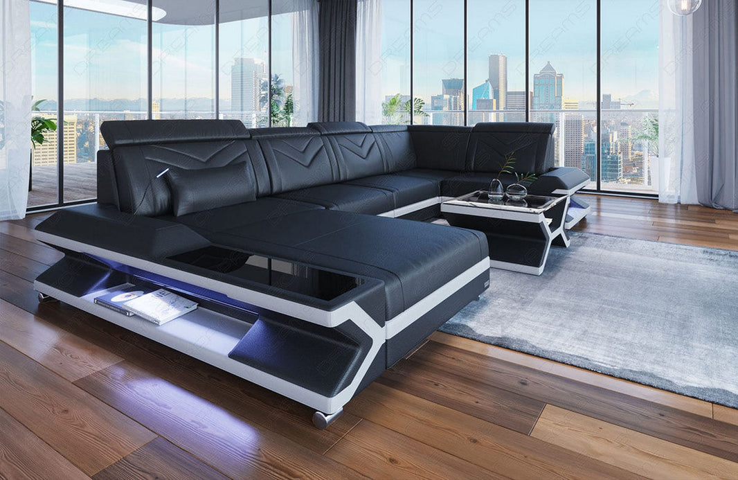 Designsofa Napoli Eleganz Pur U-Form aus Leder