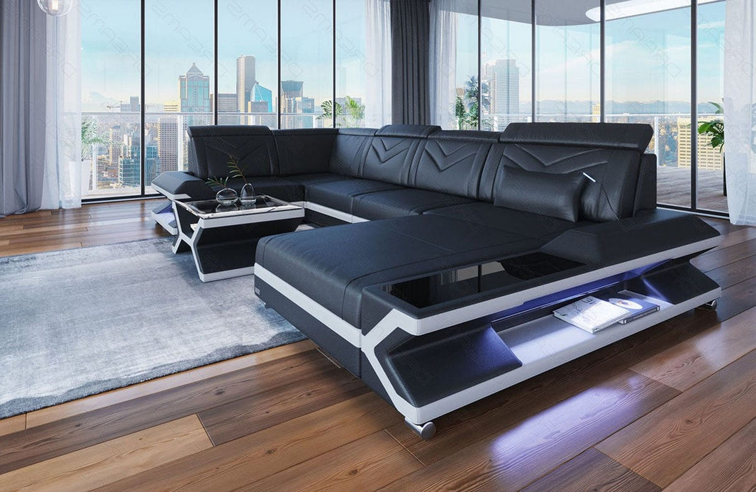 Designsofa Napoli Eleganz Pur U-Form aus Leder