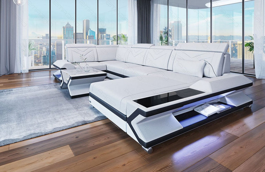 Designsofa Napoli Eleganz Pur U-Form aus Leder