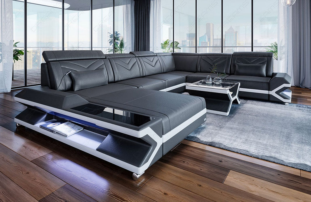 Wohnlandschaft Napoli XXL U-Form in Leder