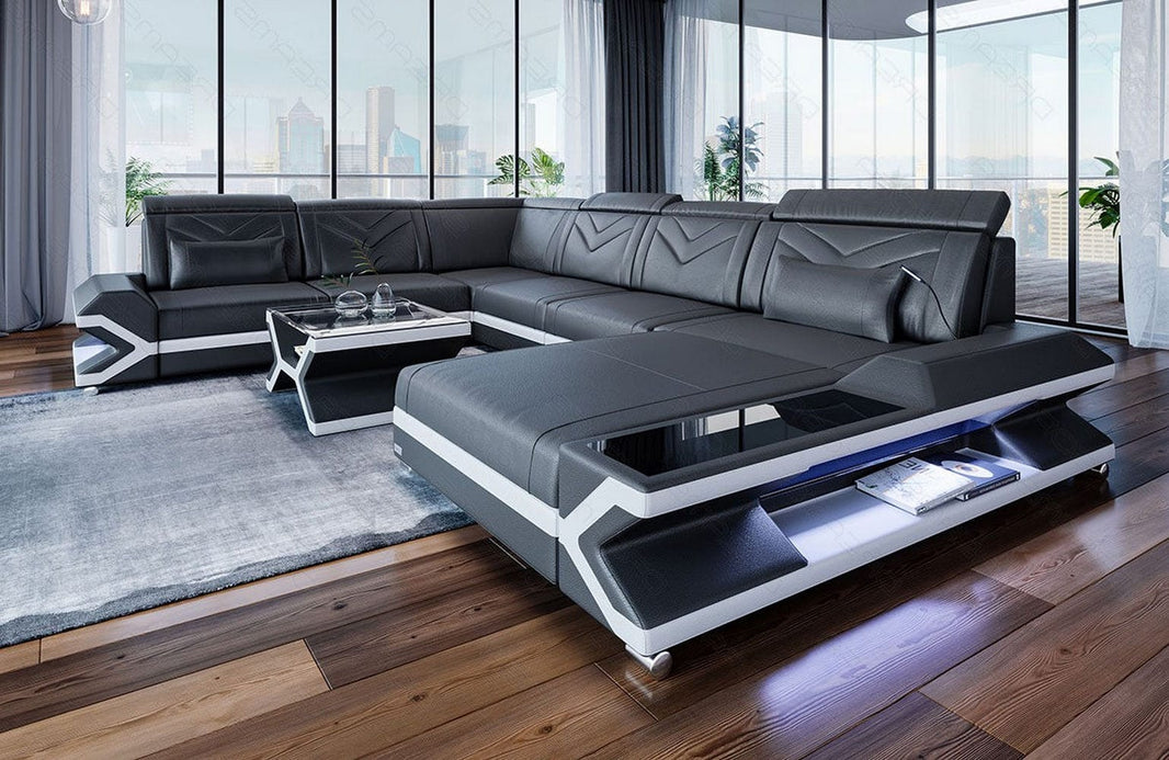 Wohnlandschaft Napoli XXL U-Form in Leder