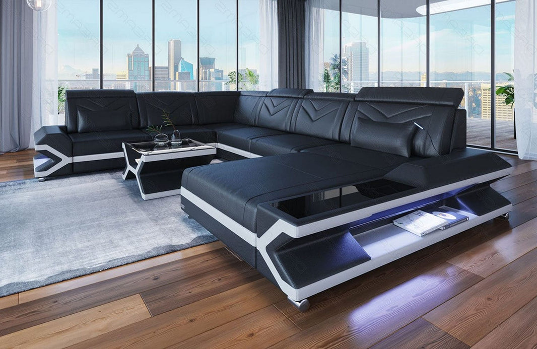 Wohnlandschaft Napoli XXL U-Form in Leder