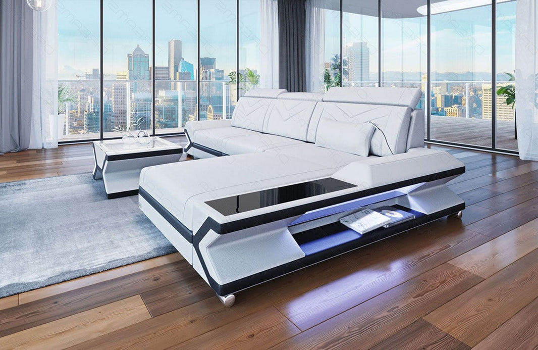 Ecksofa Napoli L-Form aus Leder