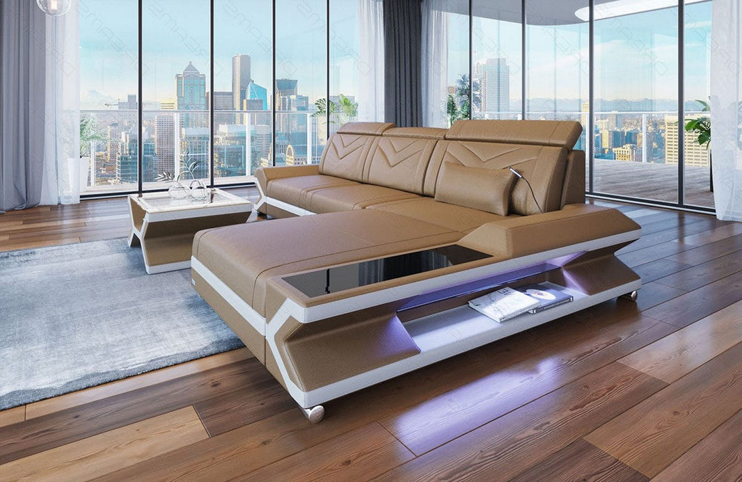 Ecksofa Napoli L-Form aus Leder