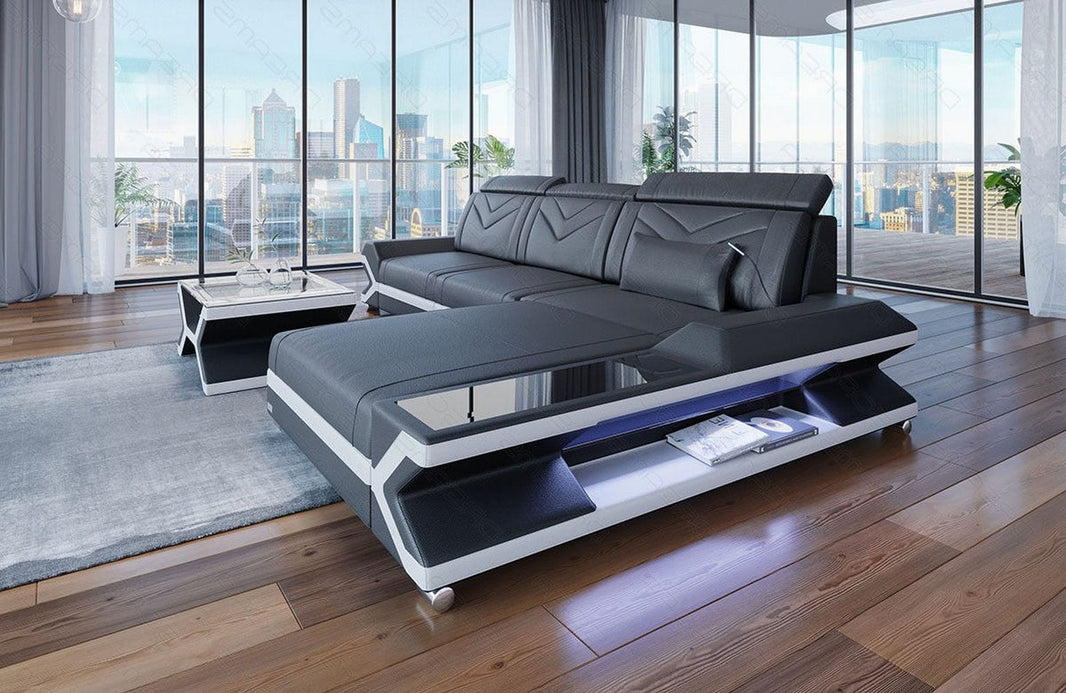 Ecksofa Napoli L-Form aus Leder