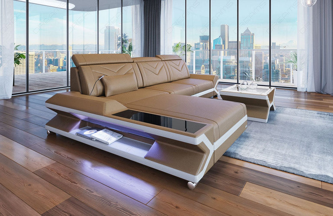 Ecksofa Napoli L-Form aus Leder