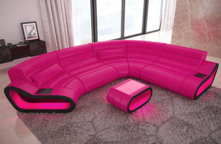 Leder Couch Concept C-Form Eleganz pink-schwarz