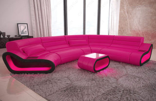Leder Couch Concept C-Form Eleganz pink-schwarz