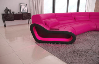 Leder Couch Concept C-Form Eleganz pink-schwarz