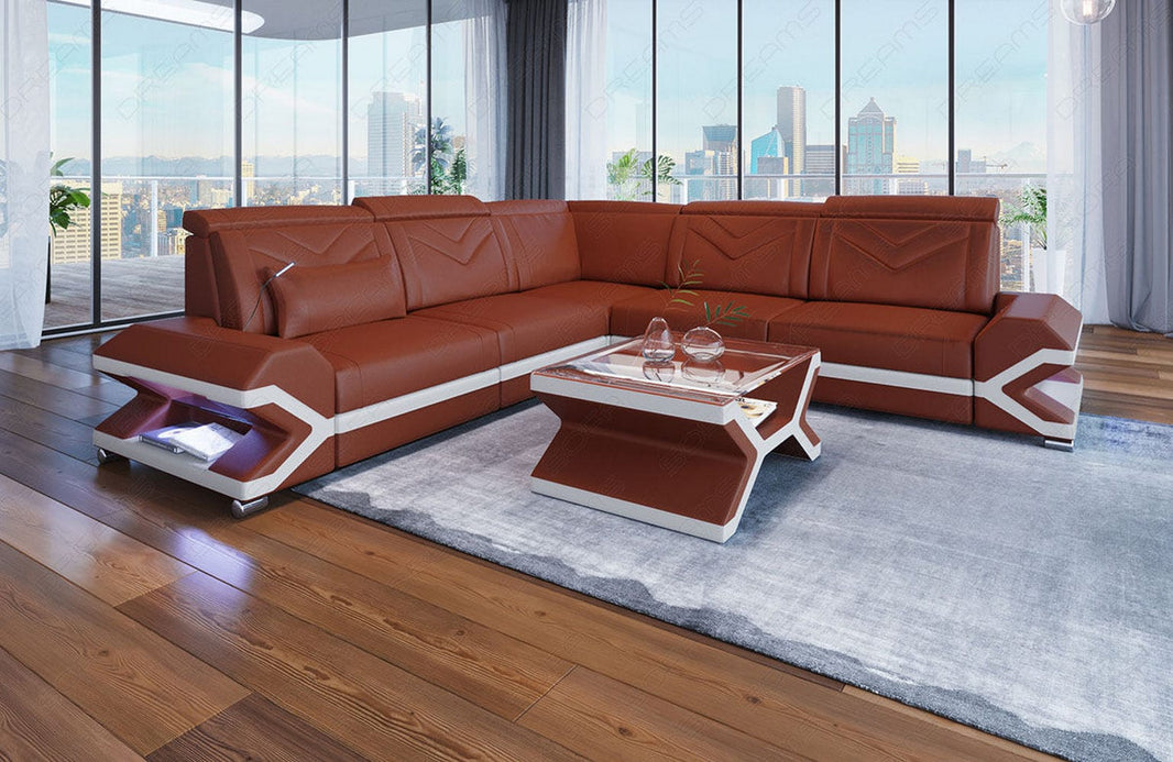 Mini Couch Sorrento L-Form in Leder