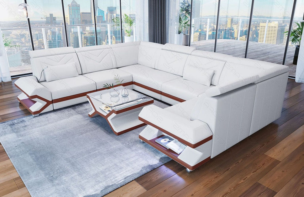 Designsofa Sorrento U-Form aus Leder