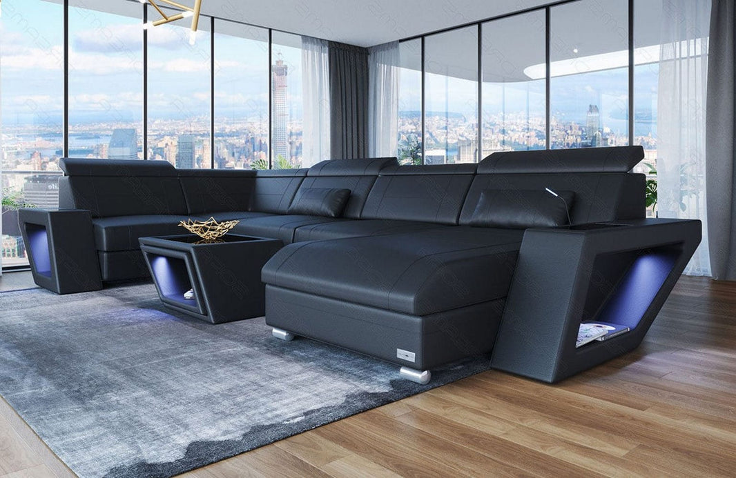 Leder Couch Catania U-Form
