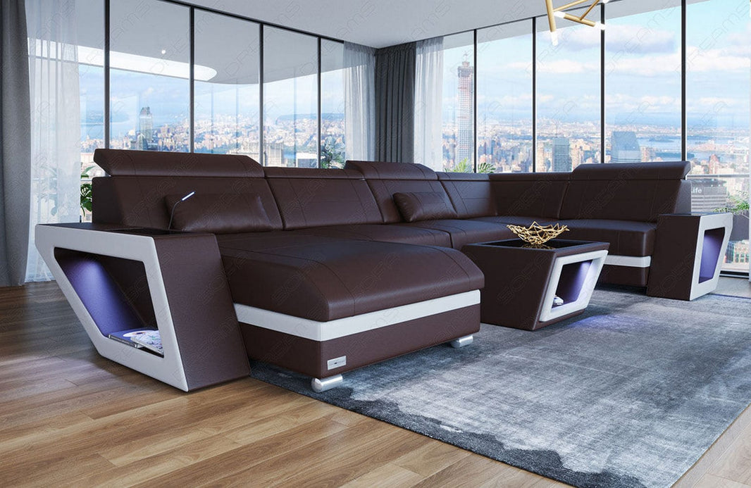 Leder Couch Catania U-Form