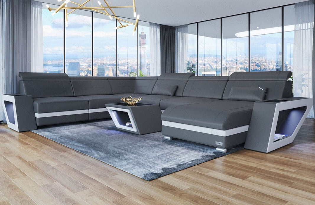 Mini XXL Wohnlandschaft Catania U-Form in Leder