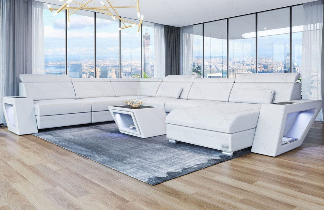 XXL Wohnlandschaft Catania U-Form in Leder