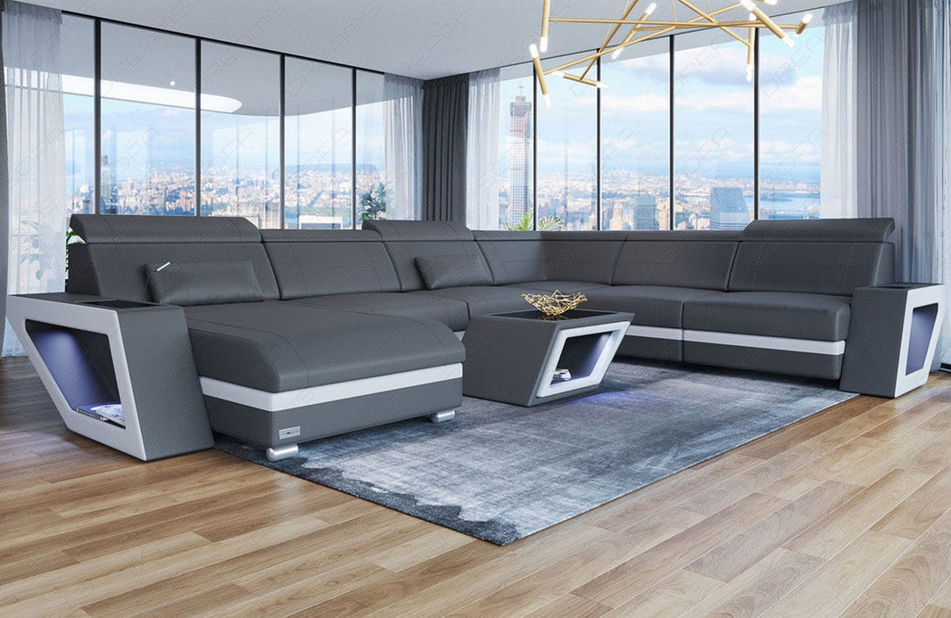 XXL Wohnlandschaft Catania U-Form in Leder