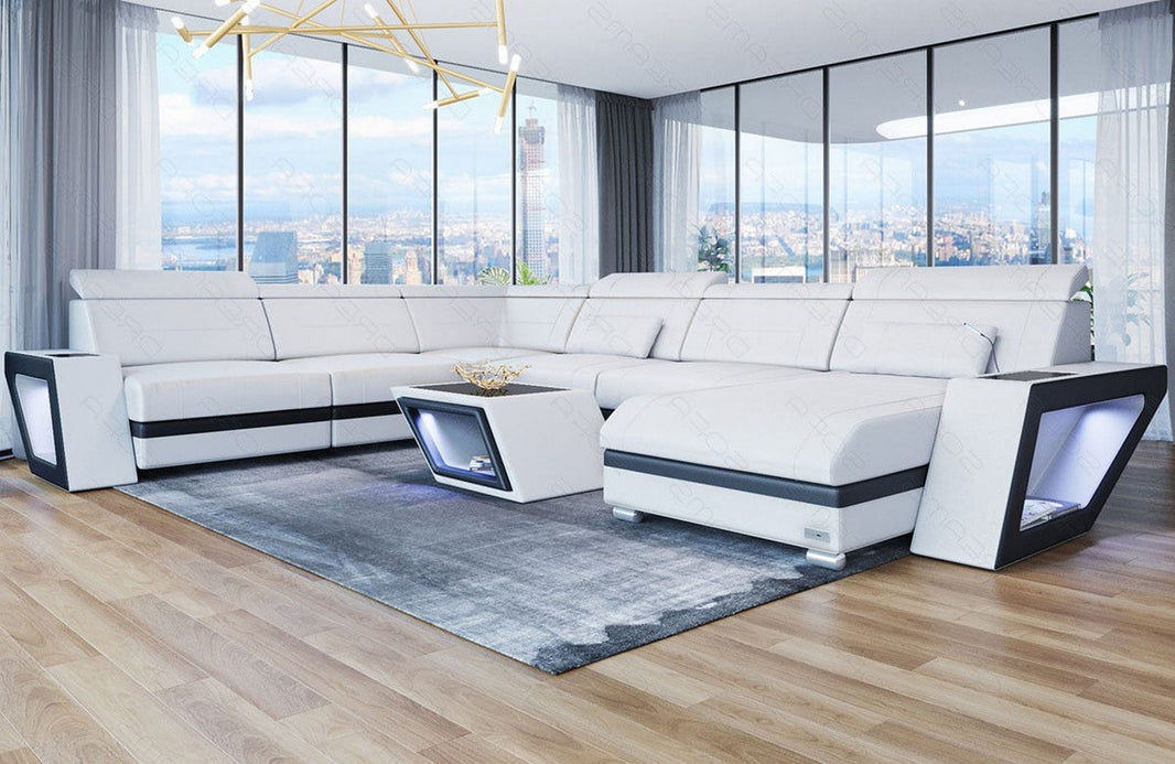 XXL Wohnlandschaft Catania U-Form in Leder
