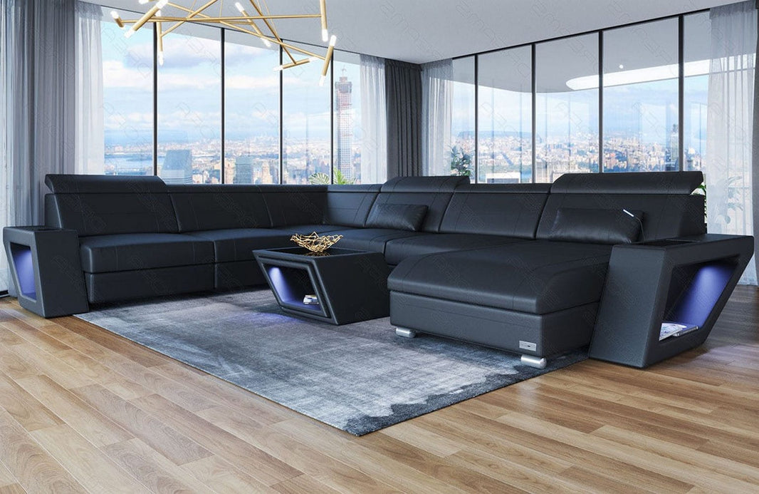 XXL Wohnlandschaft Catania U-Form in Leder