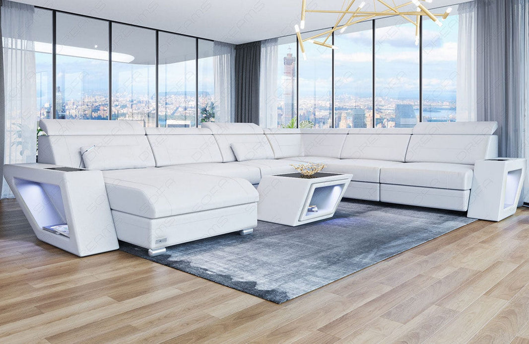 XXL Wohnlandschaft Catania U-Form in Leder