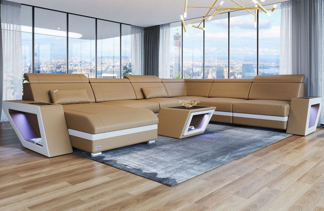 XXL Wohnlandschaft Catania U-Form in Leder