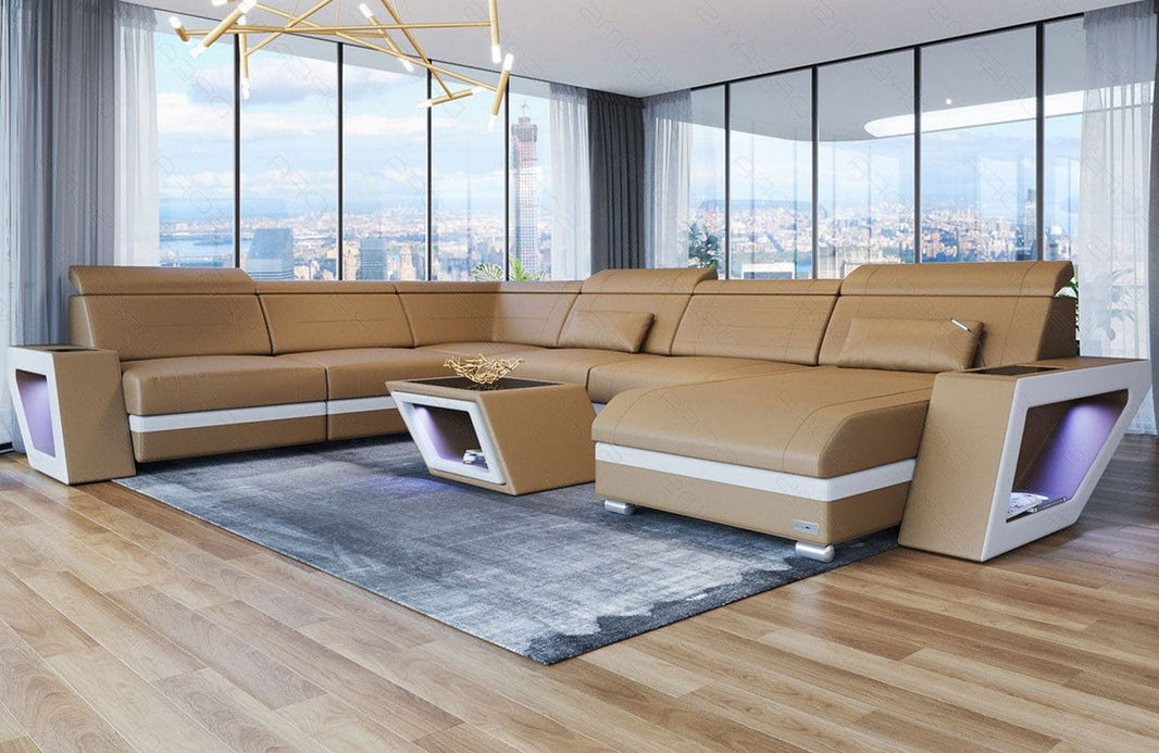 XXL Wohnlandschaft Catania U-Form in Leder