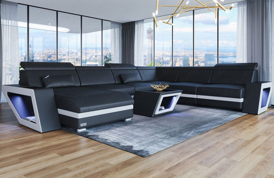 XXL Wohnlandschaft Catania U-Form in Leder