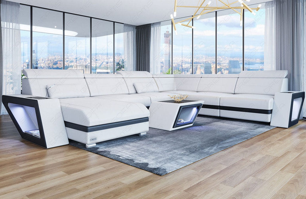 XXL Wohnlandschaft Catania U-Form in Leder
