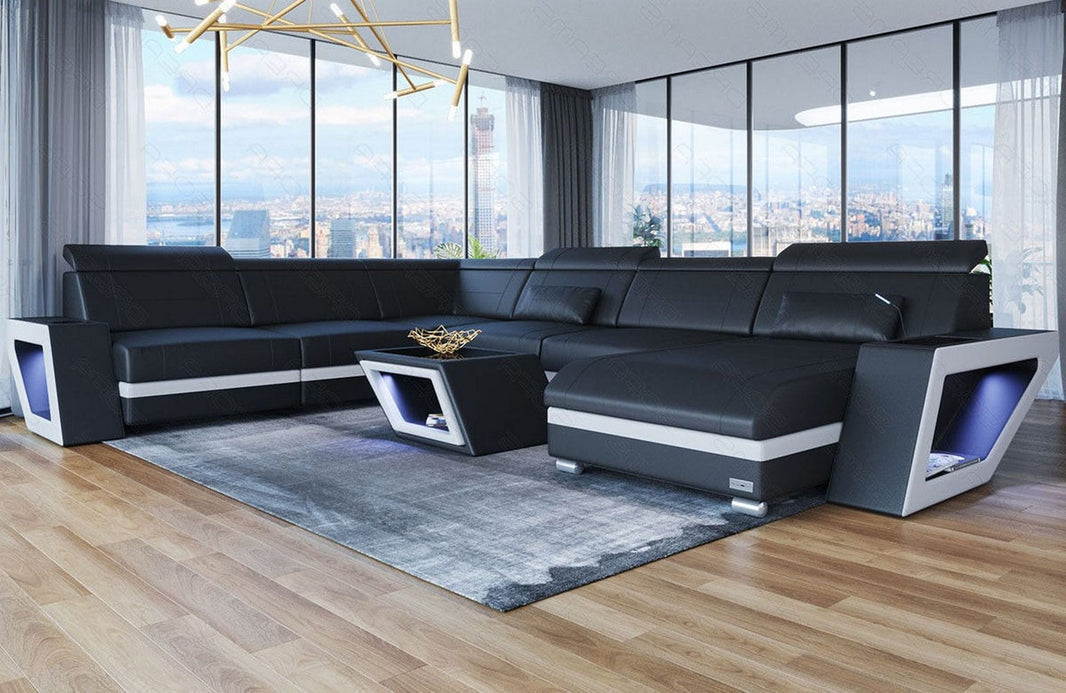 XXL Wohnlandschaft Catania U-Form in Leder