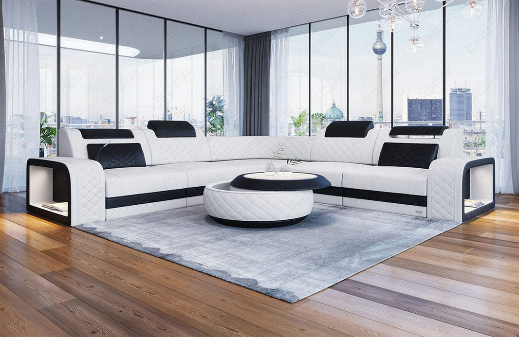 Mini Couch Foggia L-Form in Leder