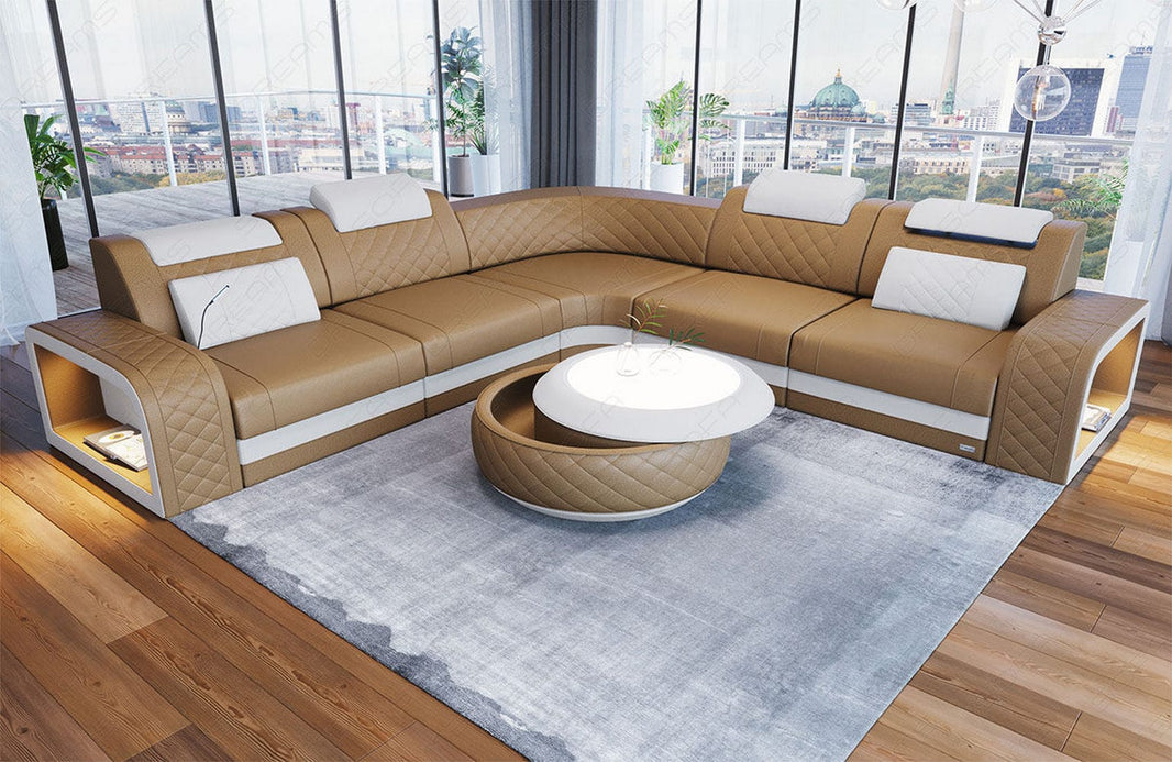 Mini Couch Foggia L-Form in Leder