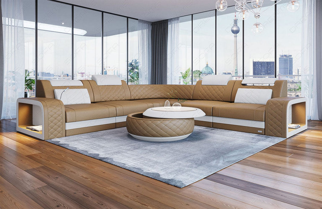 Mini Couch Foggia L-Form in Leder