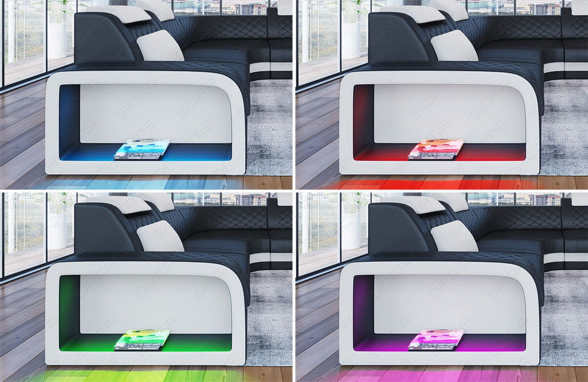 Mini Couch Foggia L-Form in Leder Rot-Schwarz