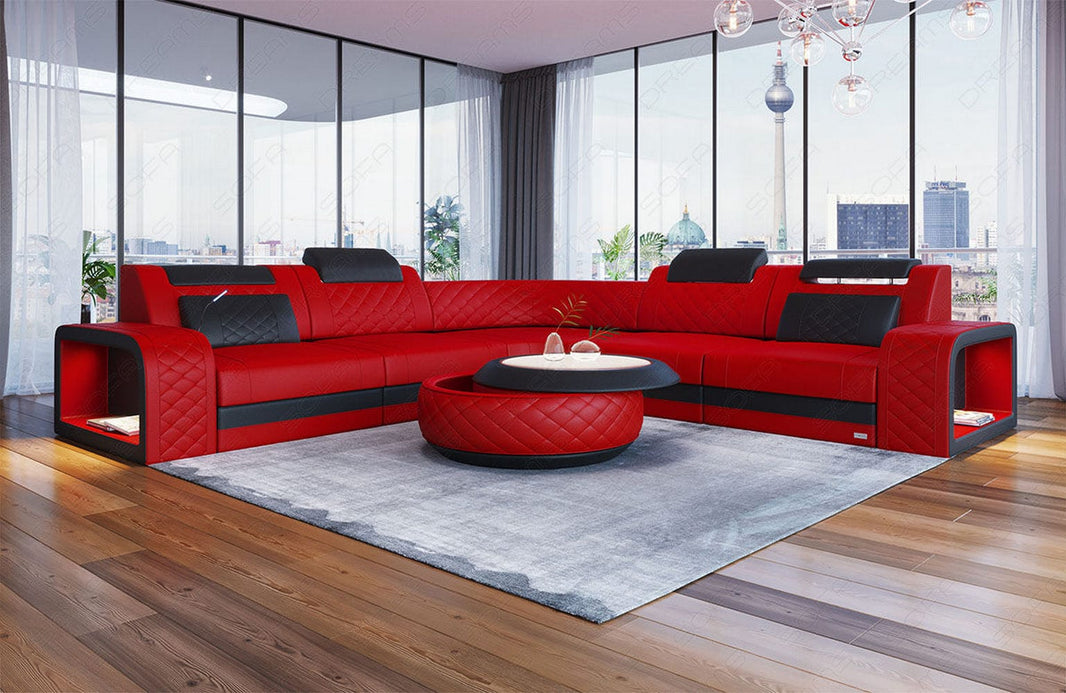 Couch Foggia L-Form in Leder