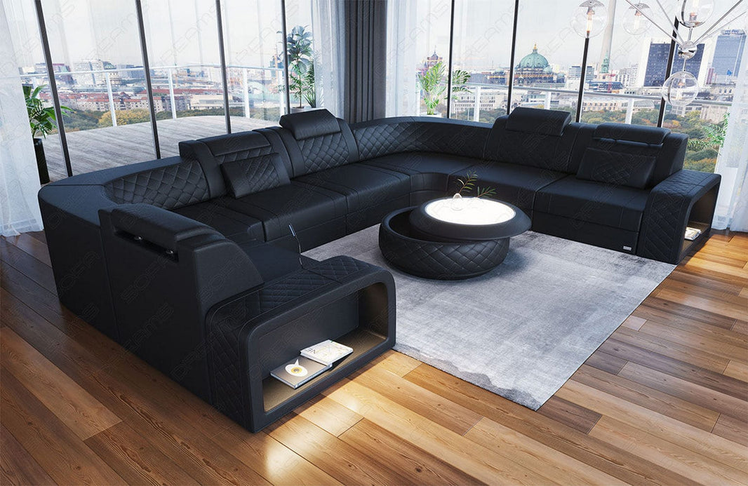 Mini Sofa Foggia U-Form aus Leder