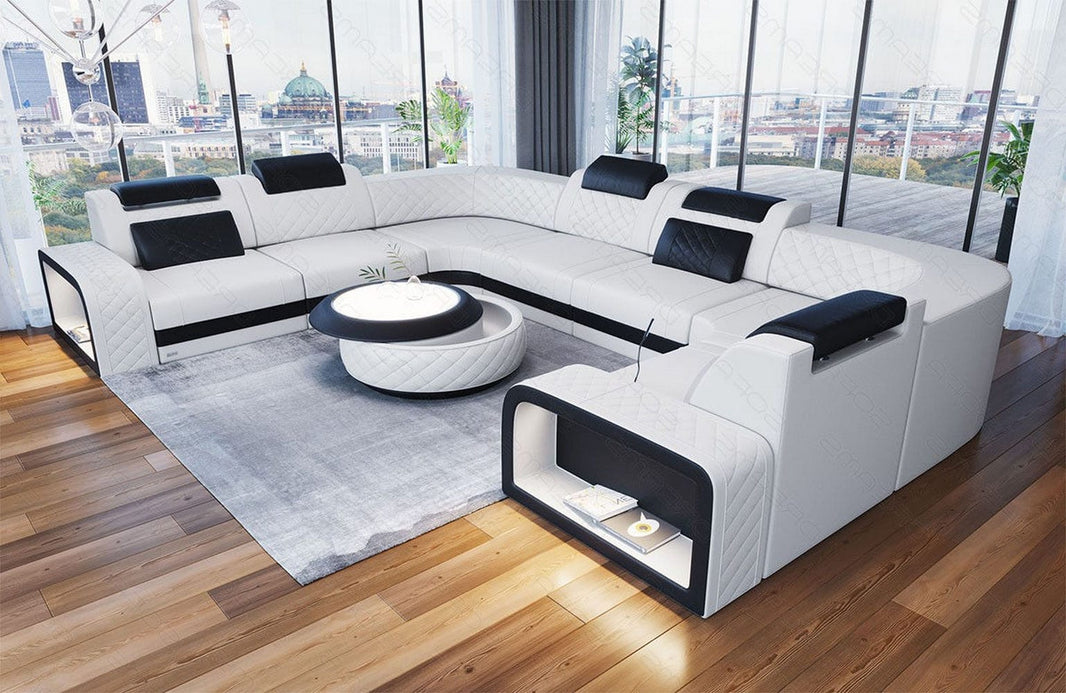 Designsofa Foggia U-Form aus Leder