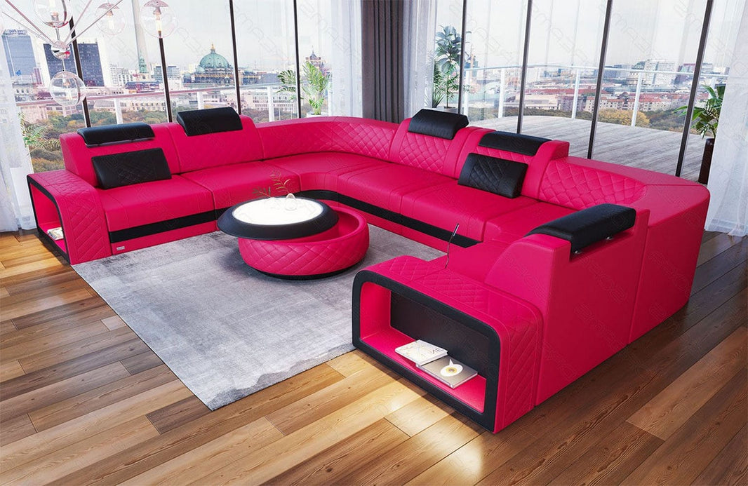 Designsofa Foggia U-Form aus Leder