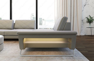 Leder Couch Bari U-Form beige-weiß
