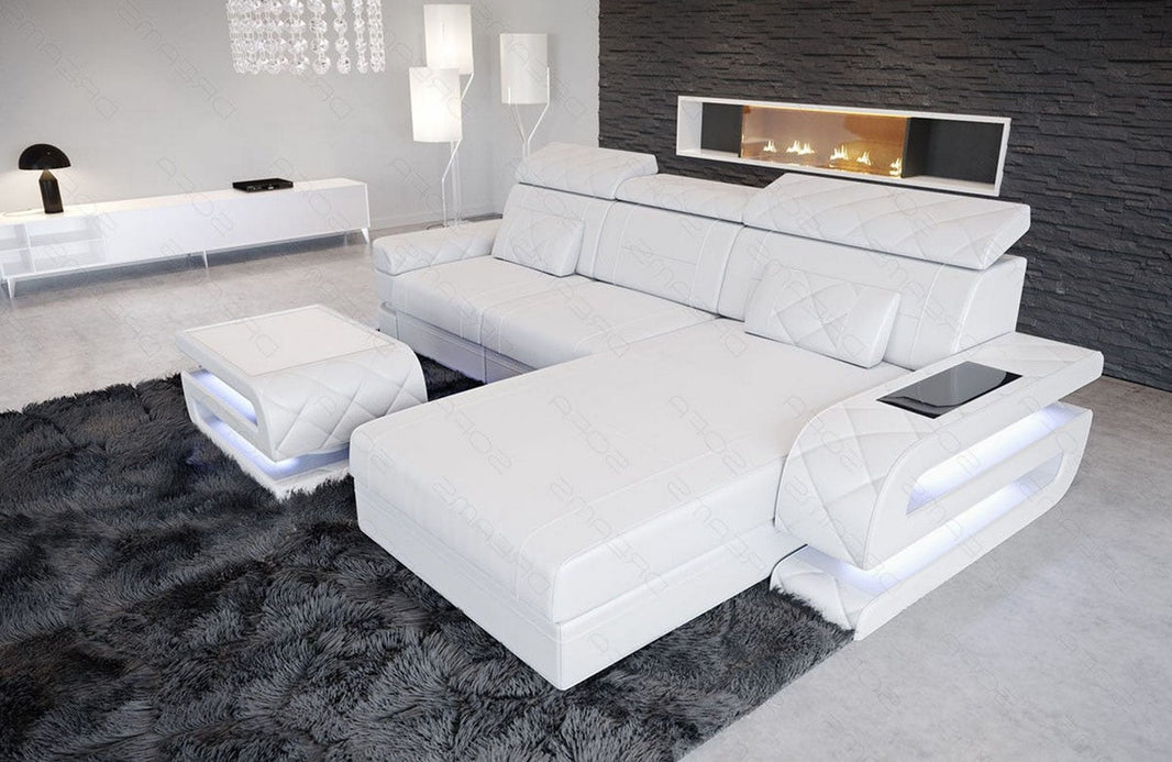 Mini Couch Bologna L-Form in Leder