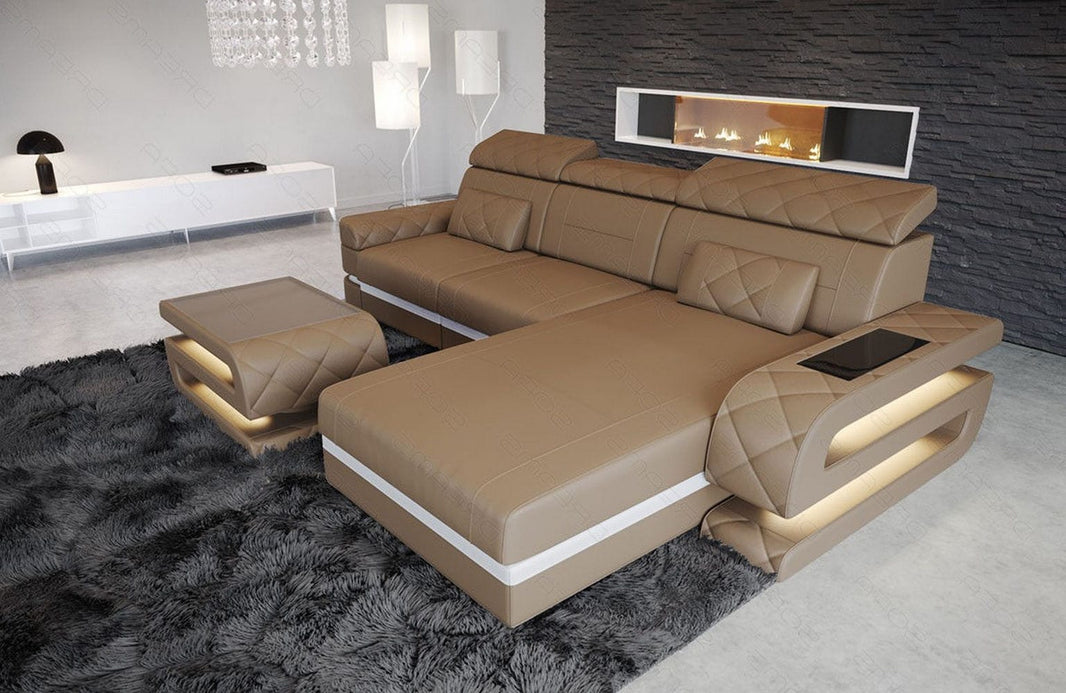 Mini Couch Bologna L-Form in Leder