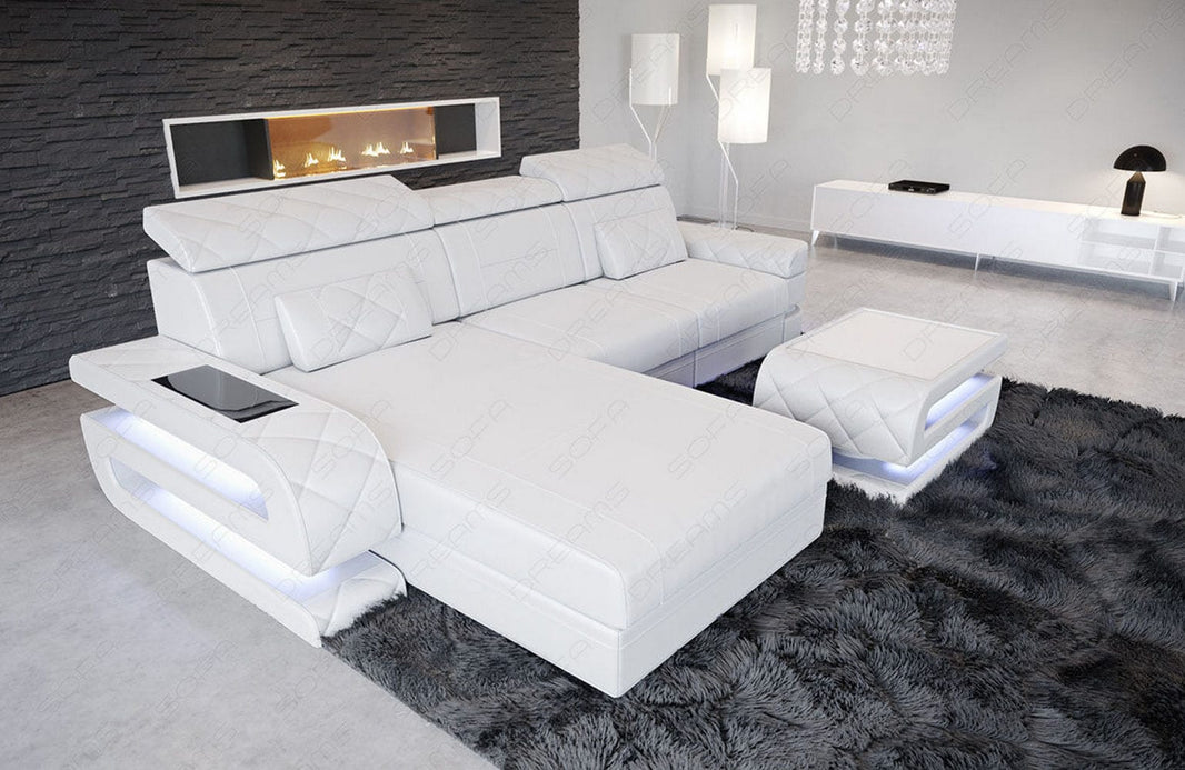 Couch Bologna L-Form in Leder