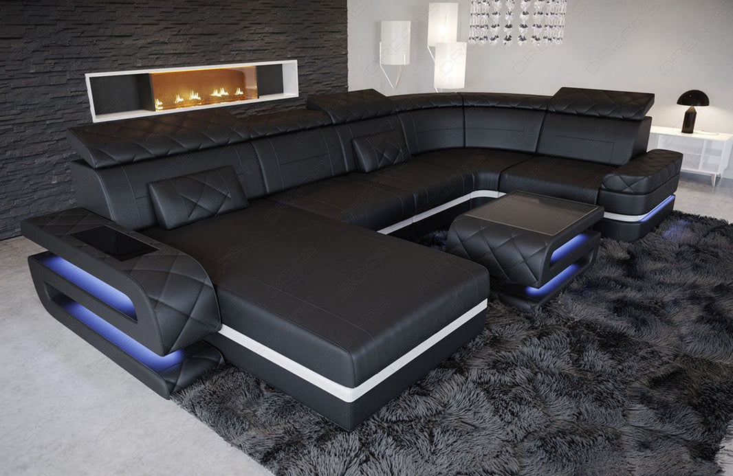 Mini Sofa Bologna U-Form in Leder