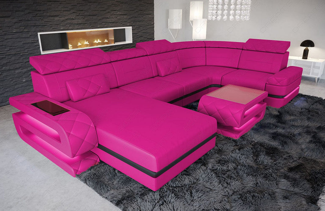 Mini Sofa Bologna U-Form in Leder