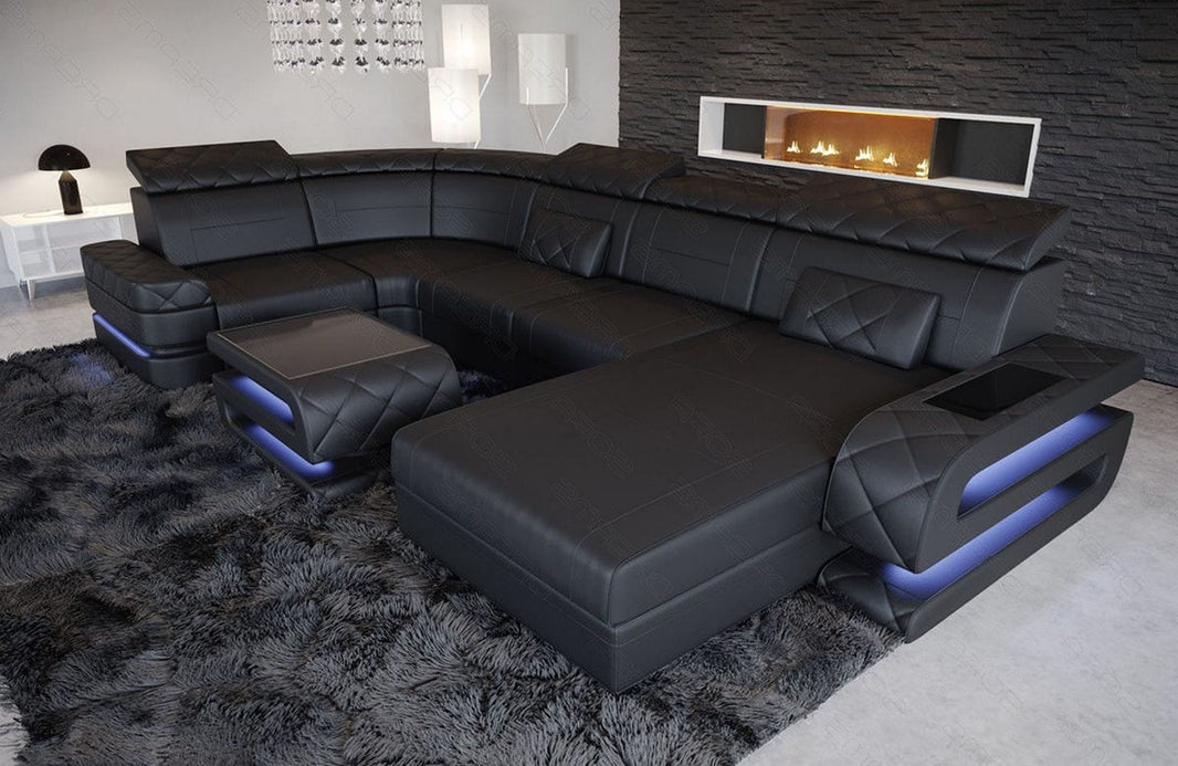 Sofa Bologna Luxurios U-Form in Leder