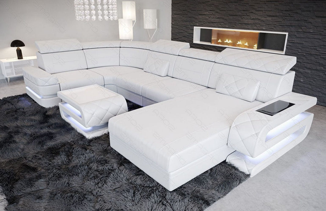 Sofa Bologna Luxurios U-Form in Leder