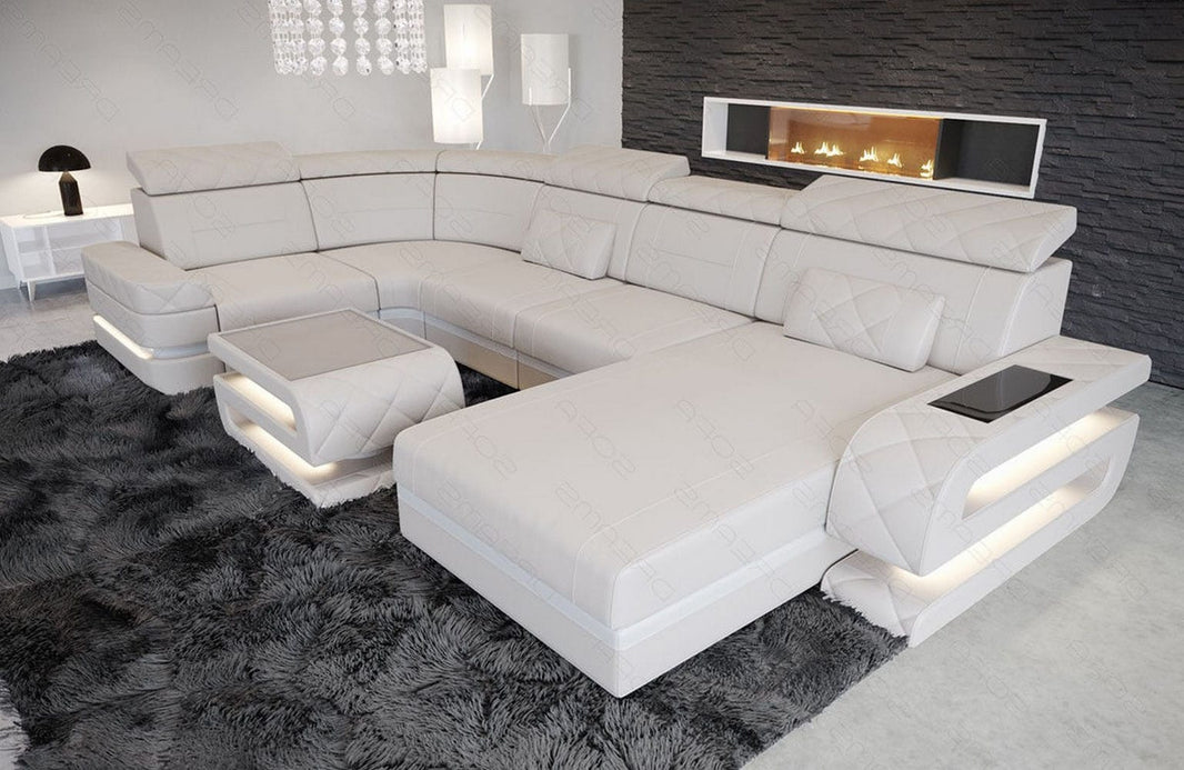 Sofa Bologna Luxurios U-Form in Leder
